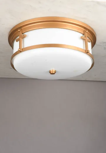 Antique Brass Church Flush Mount Fixture