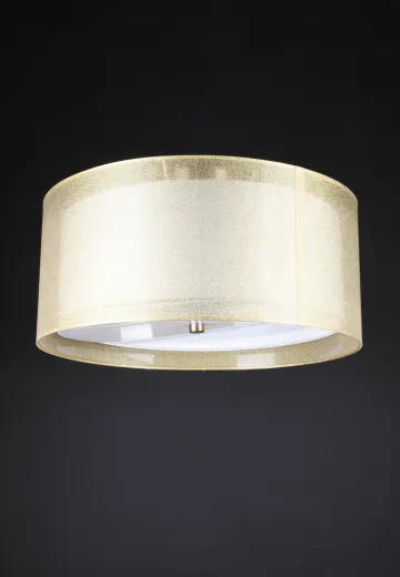 Gold Fabric Shaded Semi Flush Fixture
