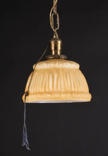 Amber Glass Hanging Pendant w/Pull Chain