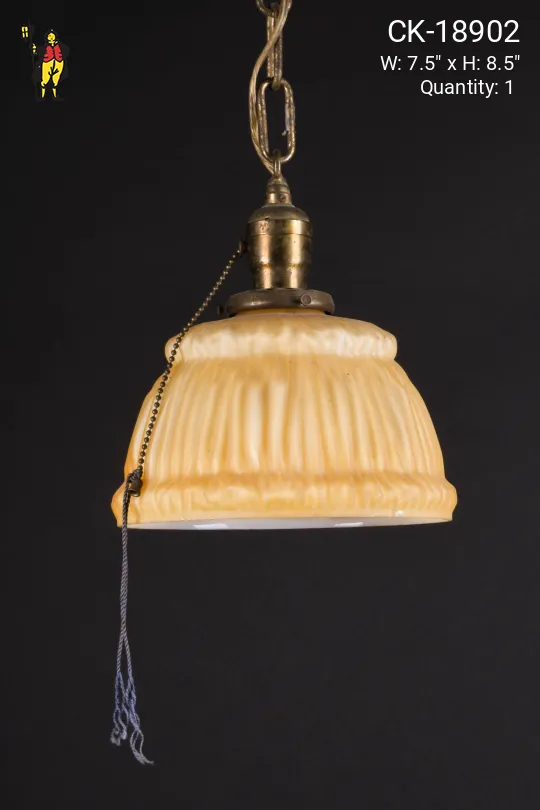 Amber Glass Hanging Pendant w/Pull Chain