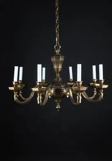 Antique Brass Eight Light Chandelier