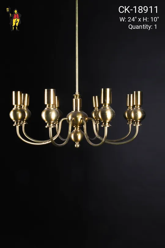 Polished Brass Eight Light Chandelier