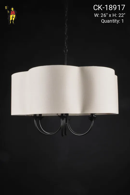 Scallop Fabric Shaded Six Light Chandelier