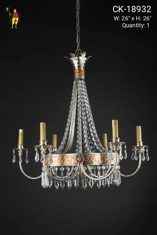 Six Light Gothic Crystal Chandelier