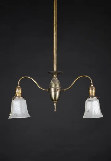 Brass Two Light Victorian Down Light Pendant