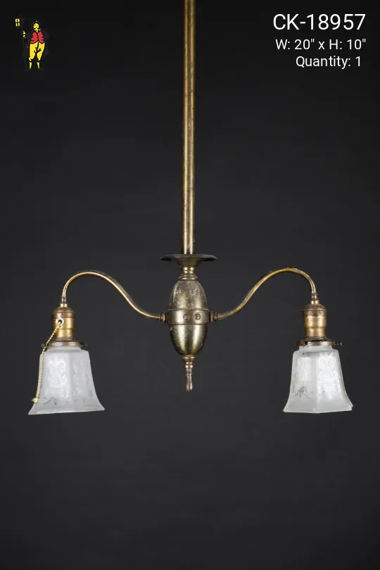 Brass Two Light Victorian Down Light Pendant