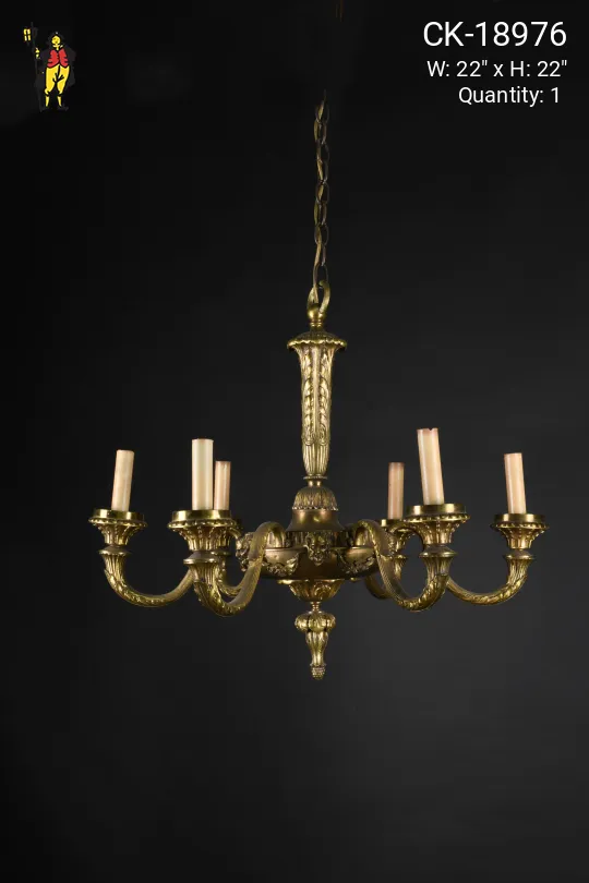 Six Light Brass Candle Chandelier w/Demonic Bust