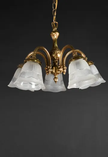 Brass Five Light Hanging Pendant