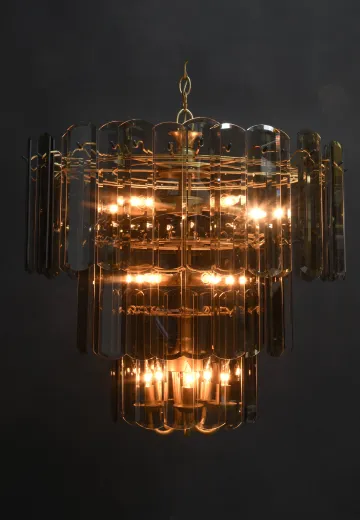 Rounded Hanging Smoke Glass Chandelier