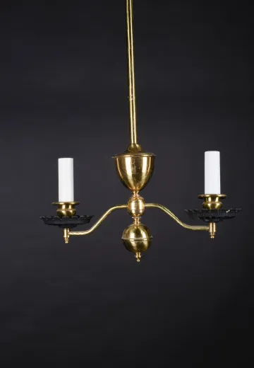 Brass & Black Two Candle Victorian Pendant Fixture