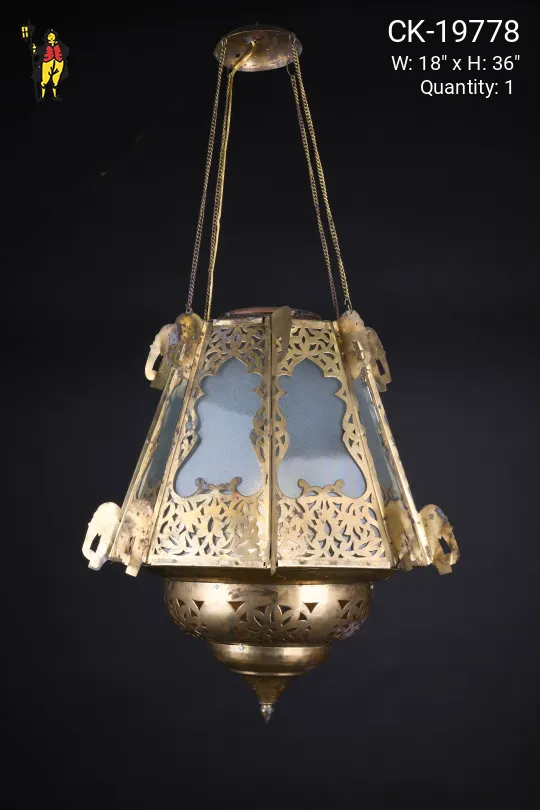 Moorish Pierced Brass Hanging Lantern