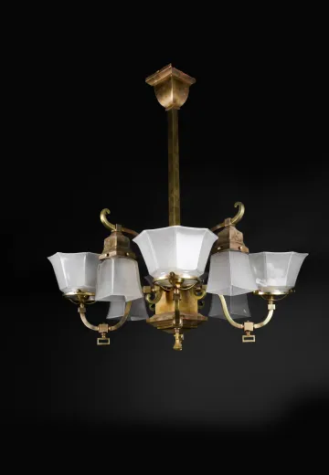 Antique Brass Eight Up & Down Light Chandelier