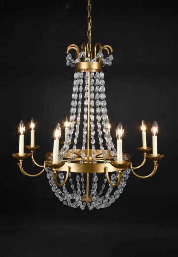 Brass & Crystal Traditional Basket Chandelier