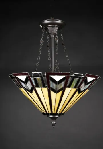 Semi Flush Slag Glass Hanging Bowl