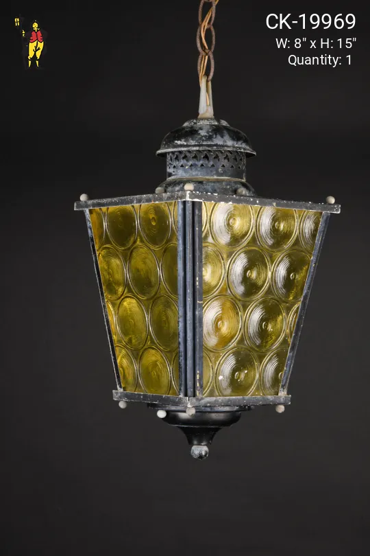 Yellow Etched Glass Lantern