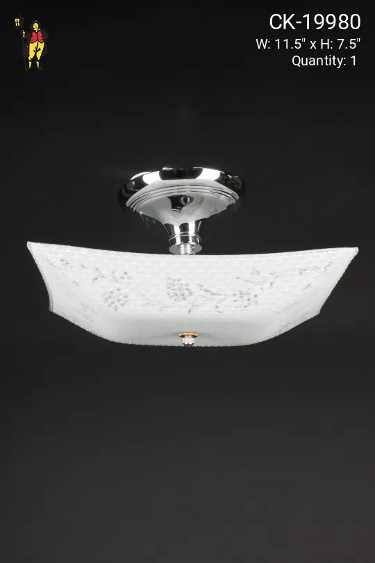 Square Textured Glass Flush Mount Fixture