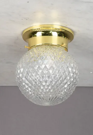 Cut Glass Globe Flush Mount Fixture