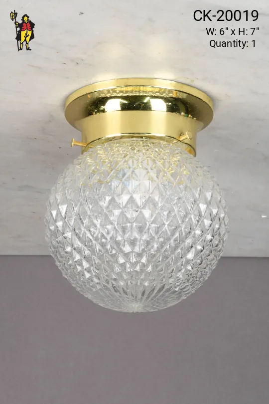 Cut Glass Globe Flush Mount Fixture