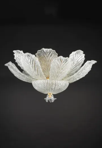 Molded Leaf Glass Flush Mount Fixture