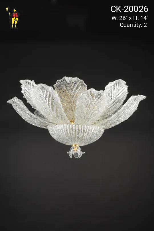 Molded Leaf Glass Flush Mount Fixture