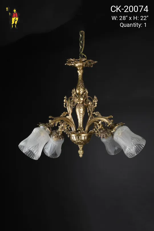 Victorian Brass Four Light Hanging Pendant
