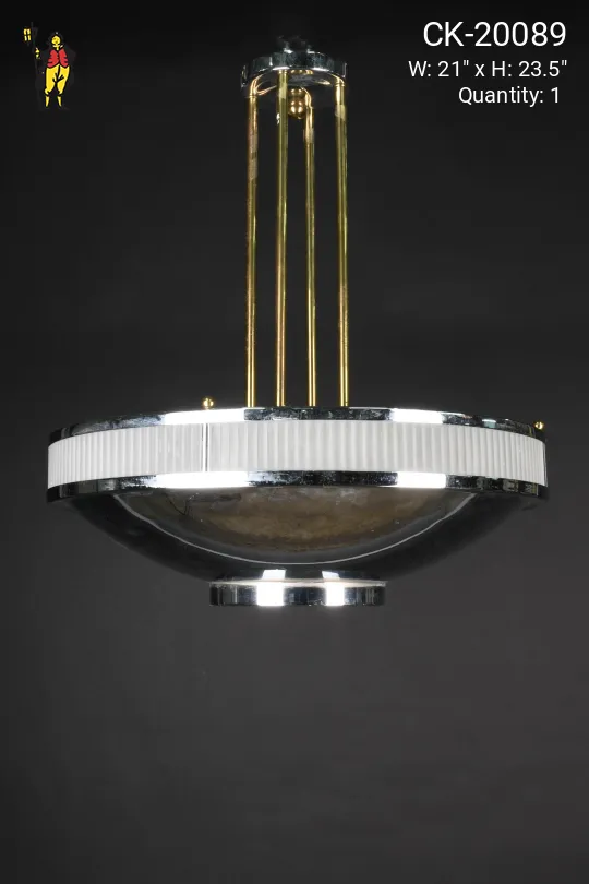 Art Deco Polished Nickel Hanging Bowl