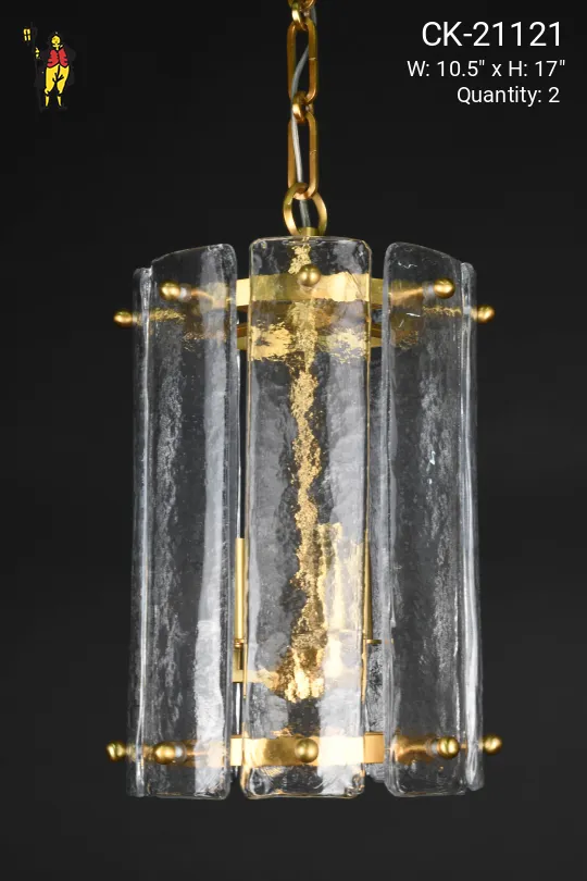Brass & Frosted Glass Hanging Lantern (S)
