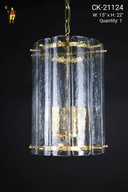 Brass & Frosted Glass Hanging Lantern (L)