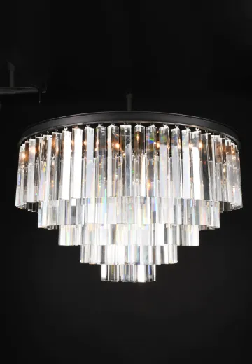 Contemporary Bronze & Crystal Drop Chandelier