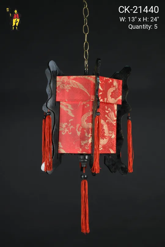 Hanging Red Fabric Lanterns (Non-Electrified - L)
