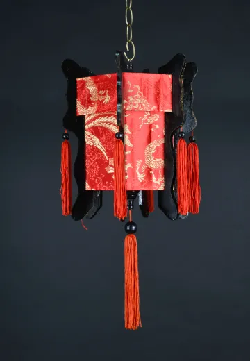 Hanging Red Fabric Lanterns (Non-Electrified - S)