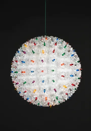 9" White Multicolor Hanging Holiday Globe