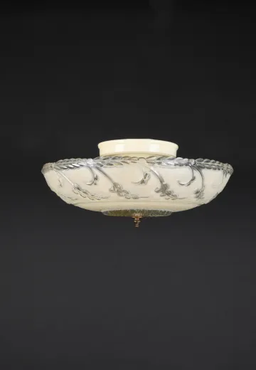 Molded Floral Glass Flush Mount Fixture