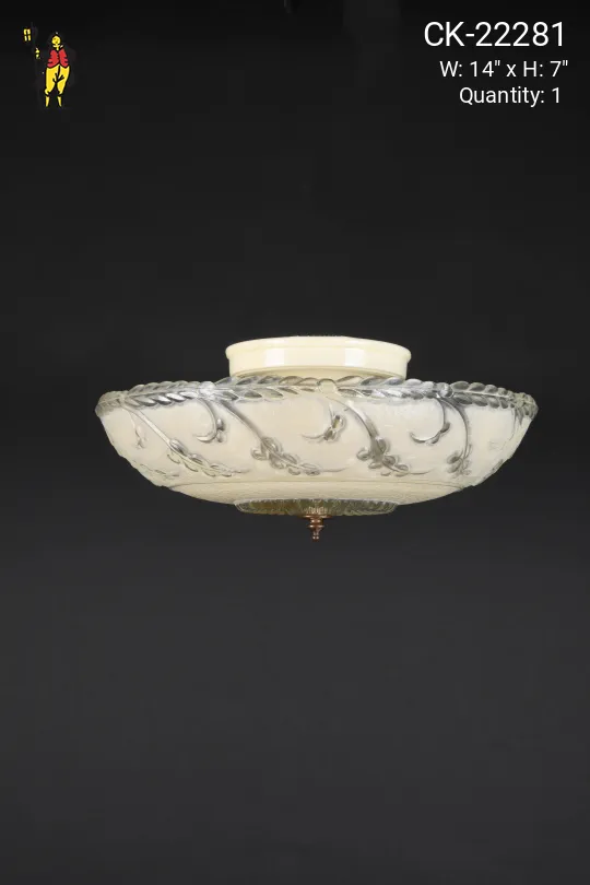Molded Floral Glass Flush Mount Fixture