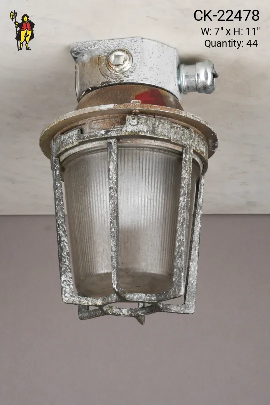 Distressed Caged Flush Mount Fixture (Varying Levels of Distress)