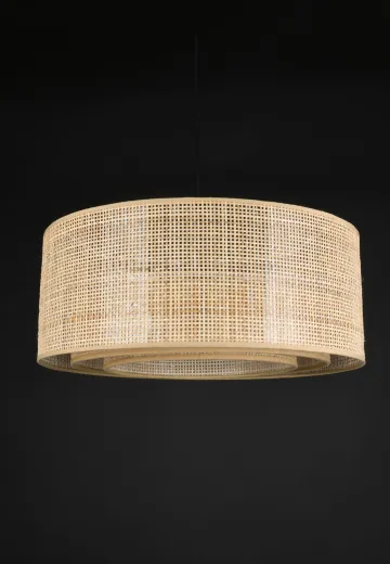 Woven Hanging Drum Shade Pendant