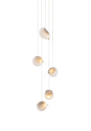 Modern Blown Glass Five Light Hanging Pendant
