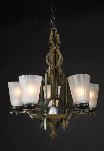 Five Light Art Deco Chandelier