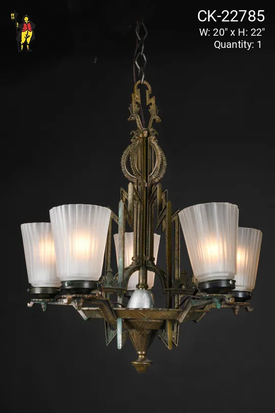 Five Light Art Deco Chandelier