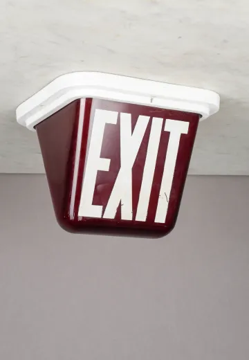 Red Double Sided Glass Ceiling Mount Exit Sign