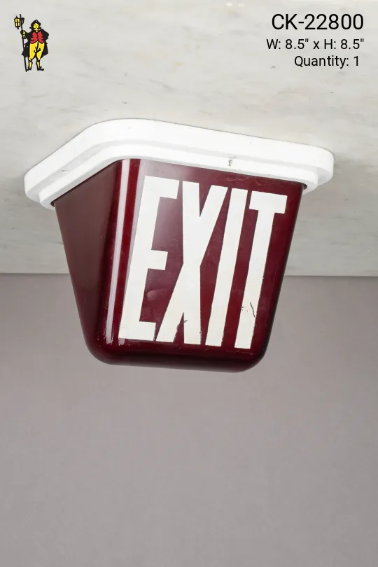 Red Double Sided Glass Ceiling Mount Exit Sign