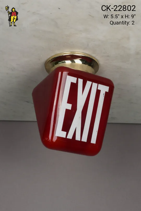 Red Glass Double Sided Exit Sign (Available as Flushmount or Hanging)