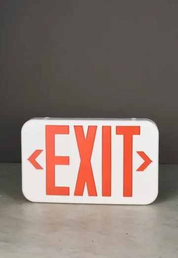 White & Red Single Sided Wall Mount Exit Sign