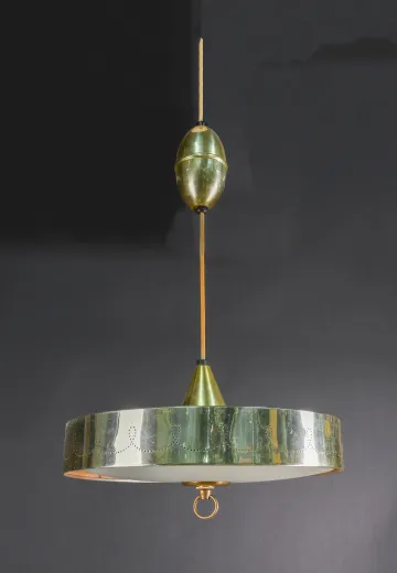 Mid Century Polished Brass Pull-Down Hanging Fixure