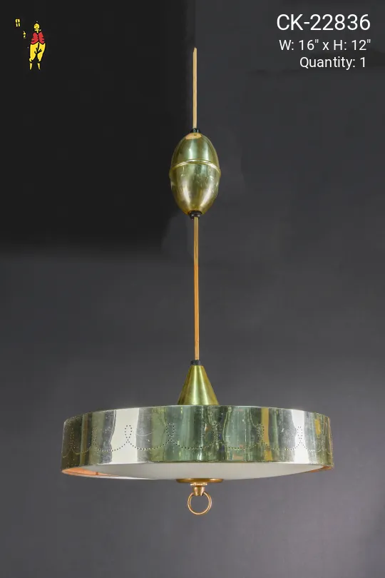 Mid Century Polished Brass Pull-Down Hanging Fixure