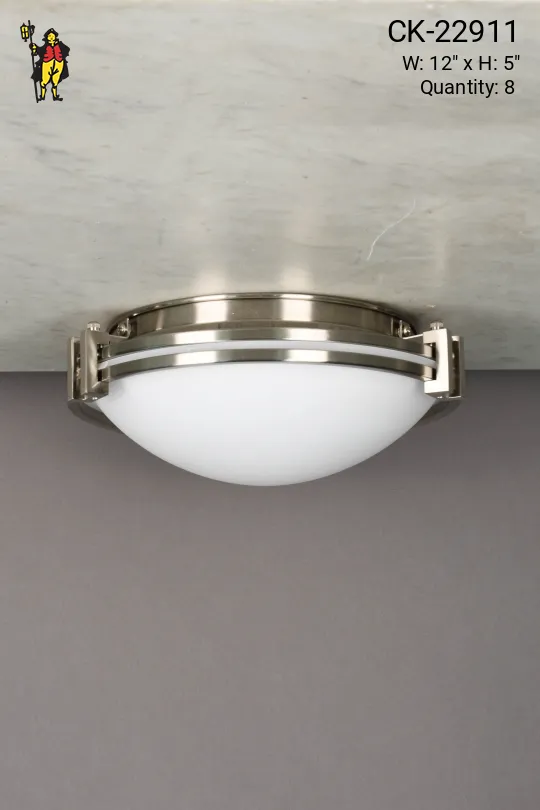 Nickel & Glass 12" Flush Mount Fixture