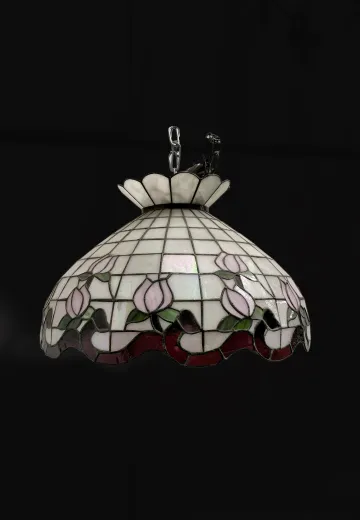 Floral Art Glass Hanging Pendant