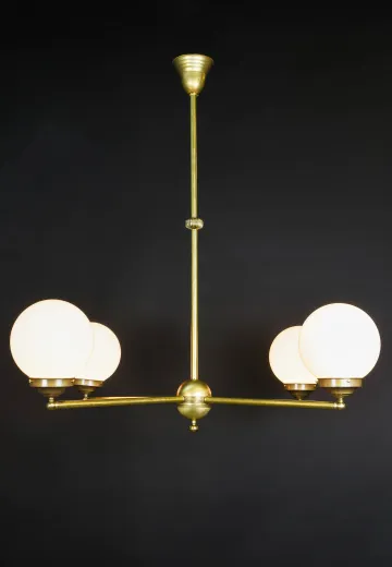 Four Light Glass Globe Shaded Chandelier