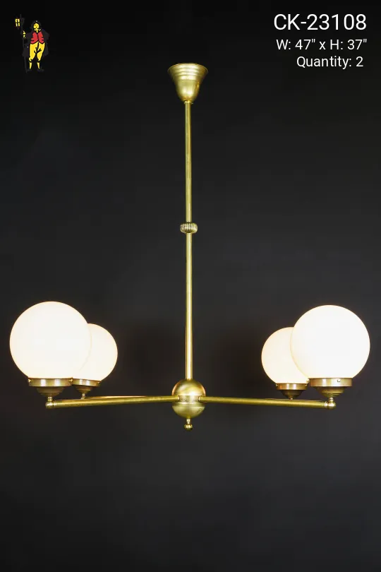 Four Light Glass Globe Shaded Chandelier