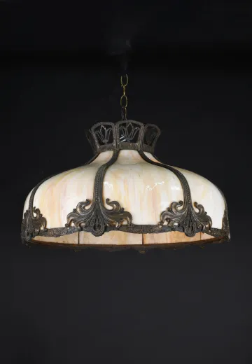 Beige Art Glass Hanging Pendant